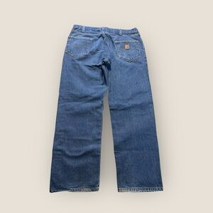 Carhartt Jeans Mens 38x30 Blue Denim Relaxed Fit Straight Leg Cotton Workwear